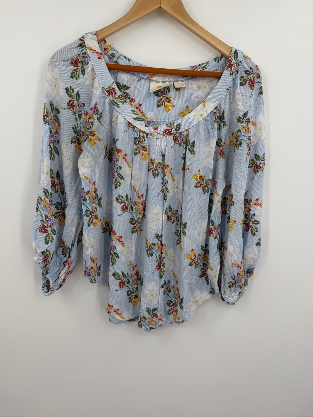 Maeve Anthropologie Floral Balloon Sleeve Blouse Size 8 / Small Medium
